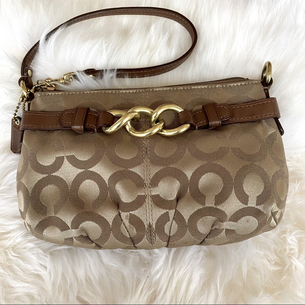 COACH Tan Logo Wristlet